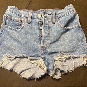 Levi's Light Blue Distressed Jean Shorts